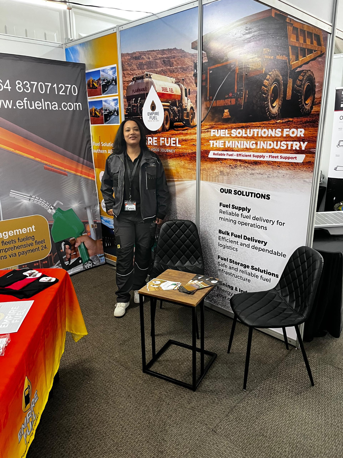 A visitor at the Empire Fuel exhibition stand